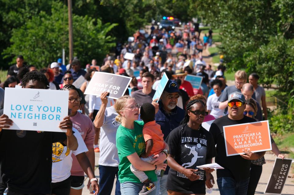 Hundreds participate in the Stronger Together Peace Walk in northeast Oklahoma City.