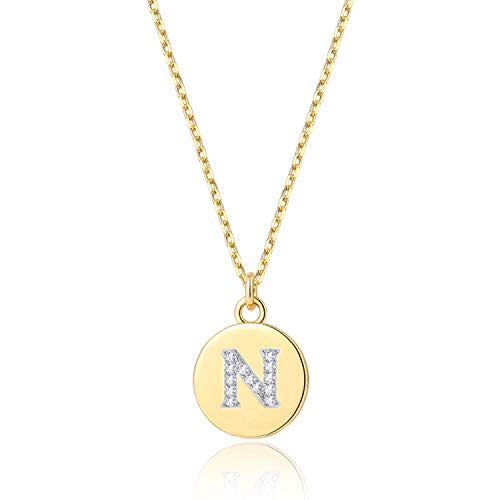 14K Gold Initial Necklace - Dainty Disc N Letter Neckalces for Women Girls (Amazon / Amazon)