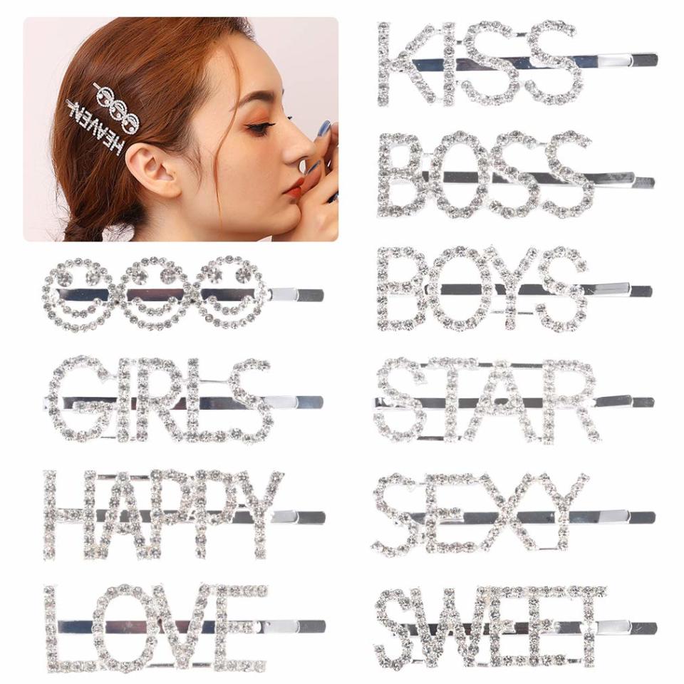 10PCS Sparkly Letter Hair Clip Word Barrettes. (Photo: Amazon)