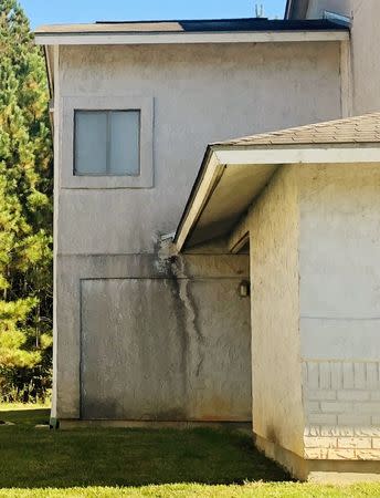 FILE PHOTO: Brown stains mar the facade of a Corvias-managed military housing unit in the Maple Terrace neighbourhood of Fort Polk, Louisiana, U.S. November 15, 2018. REUTERS/Joshua Schneyer/File Photo