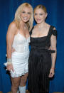 <p>In a frayed LBD with pleats on the night she kissed both Britney and Christina. <i>(Photo by Kevin Mazur/WireImage)</i></p>