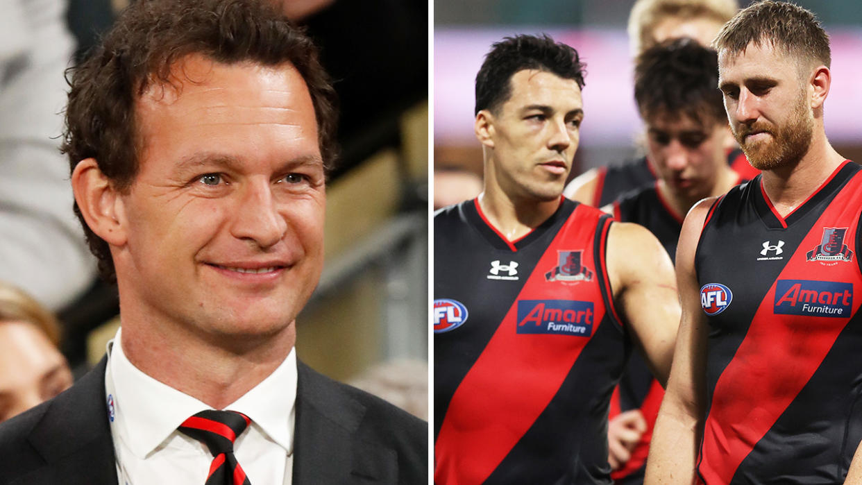 Essendon Bombers CEO Xavier Campbell has been reappointed for a further two years, causing frustration among fans irritated by the team's 2-7 start to the AFL season. Pictures: Getty Images