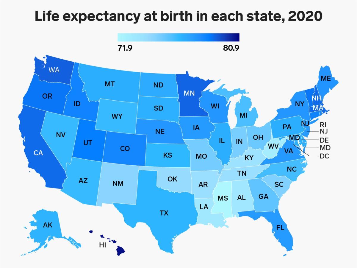 Life expectancy is falling in the US — these maps show how much it has