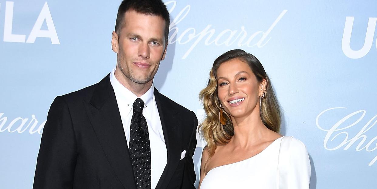 los angeles, california   february 21  tom brady and gisele bündchen arrive at the hollywood for science gala at private residence on february 21, 2019 in los angeles, california photo by steve granitzwireimage