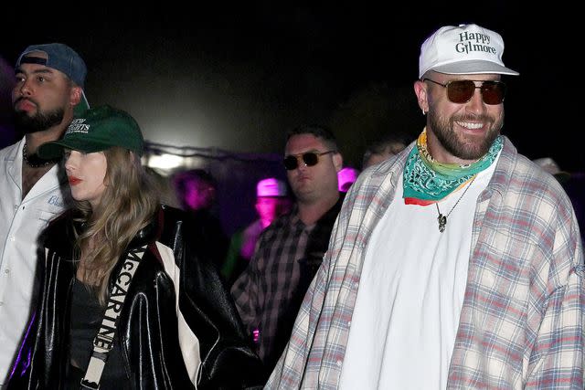 <p>Gilbert Flores/WWD via Getty</p> Taylor Swift and Travis Kelce at Coachella on April 13, 2024