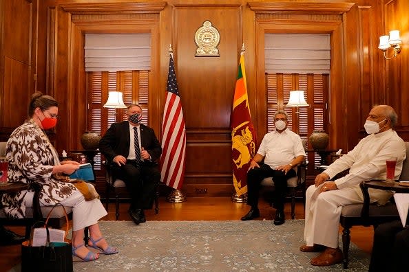 <p>Pompeo is midway through a tour to India, Sri Lanka, the Maldives, Indonesia, and Vietnam</p> (POOL/AFP via Getty Images)