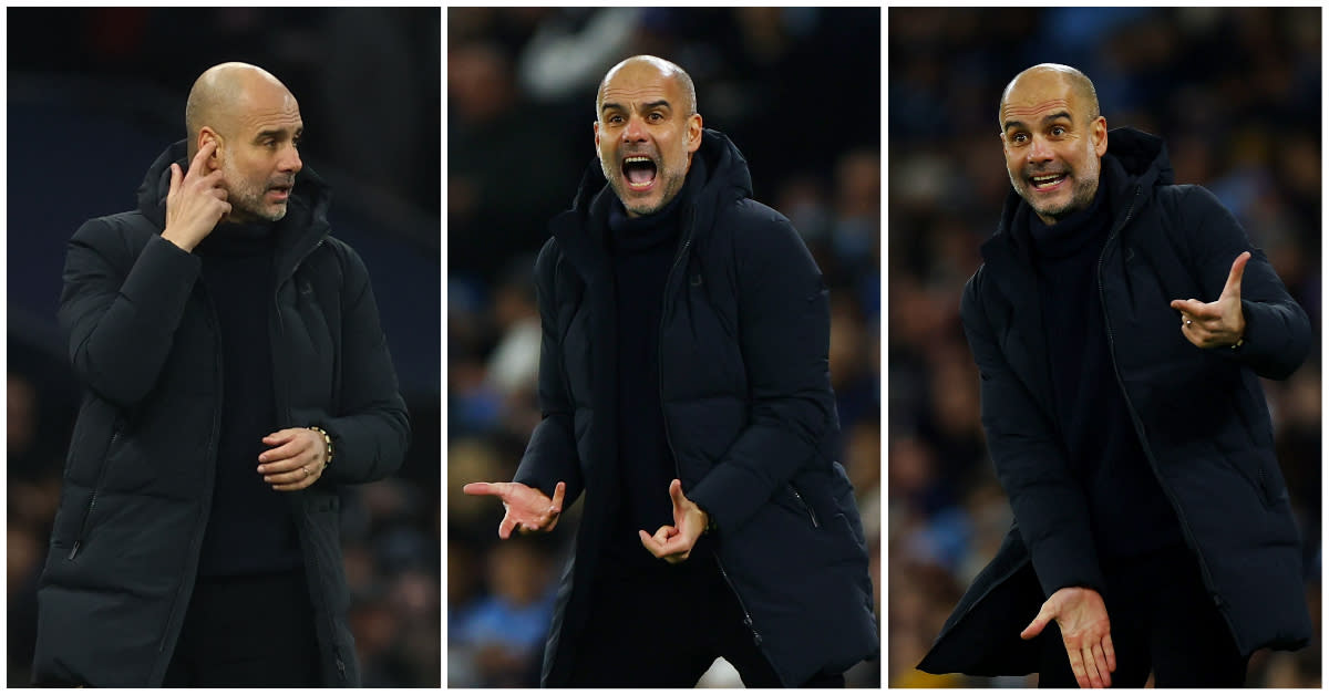 Manchester City manager Pep Guardiola gesticulates during the English Premier League match against Tottenham Hotspur. (PHOTOS: Reuters)