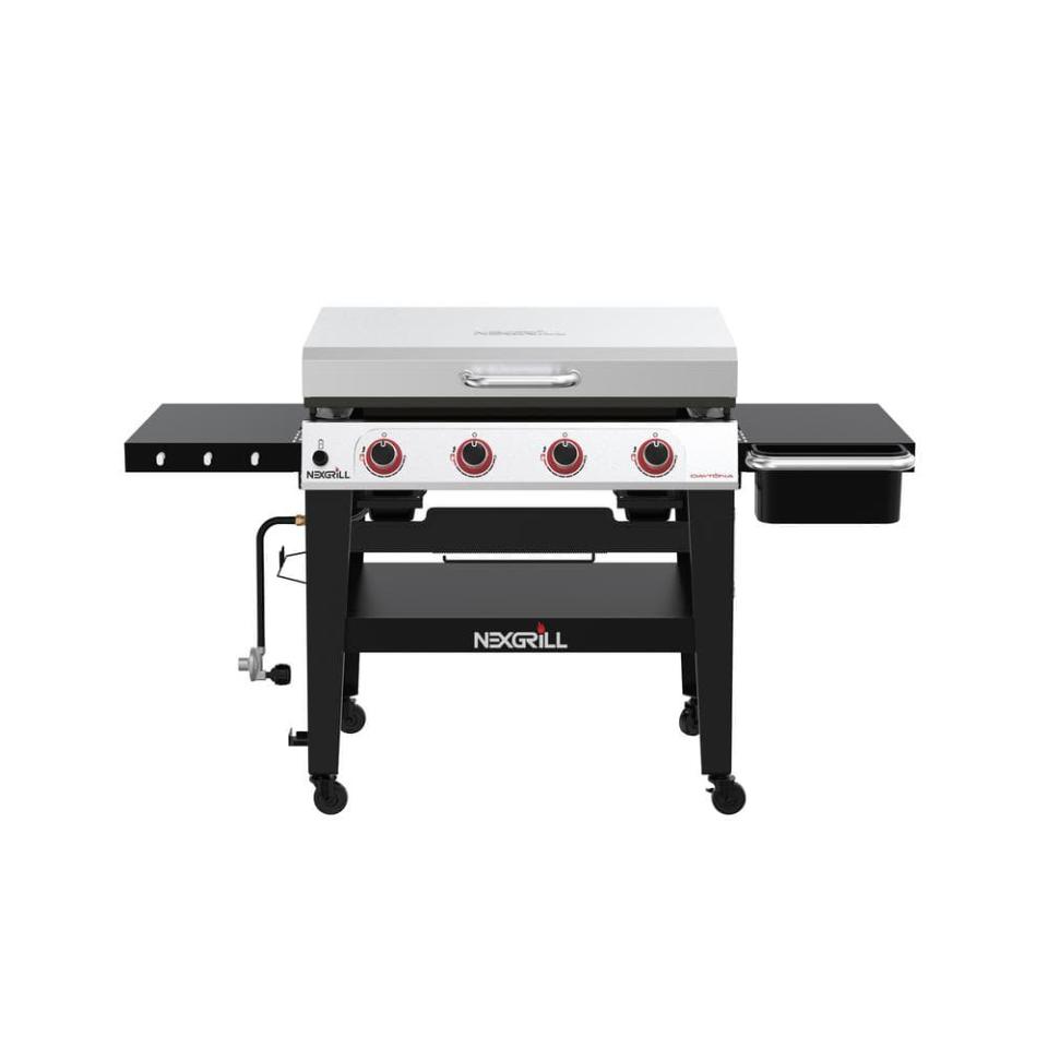 <p><a href="https://go.redirectingat.com?id=74968X1596630&url=https%3A%2F%2Fwww.homedepot.com%2Fp%2FNexgrill-Daytona-4-Burner-36-in-Propane-Gas-Griddle-in-Black-with-Stainless-Steel-Lid-720-1058%2F318051825&sref=https%3A%2F%2Fwww.goodhousekeeping.com%2Fappliances%2Foutdoor-grill-reviews%2Fg43949603%2Fbest-outdoor-griddles%2F" rel="nofollow noopener" target="_blank" data-ylk="slk:Shop Now;elm:context_link;itc:0;sec:content-canvas" class="link ">Shop Now</a></p><p>Daytona 4-Burner</p><p>homedepot.com</p><p>$449.00</p>