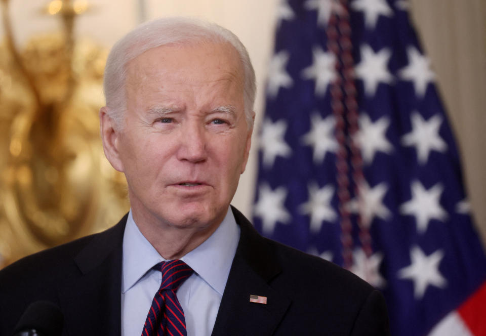 U.S. President Joe Biden holds an event about American retirement economics in the State Dining Room at the White House in Washington, U.S., October 31, 2023. REUTERS/Leah Millis/ File Photo