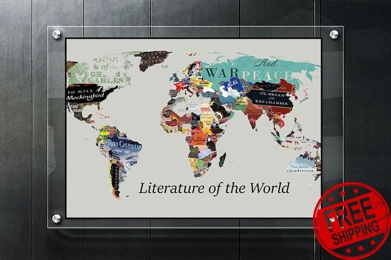 Poster-Print-Decor-World-Literature-Map-Poster, gifts for book lovers