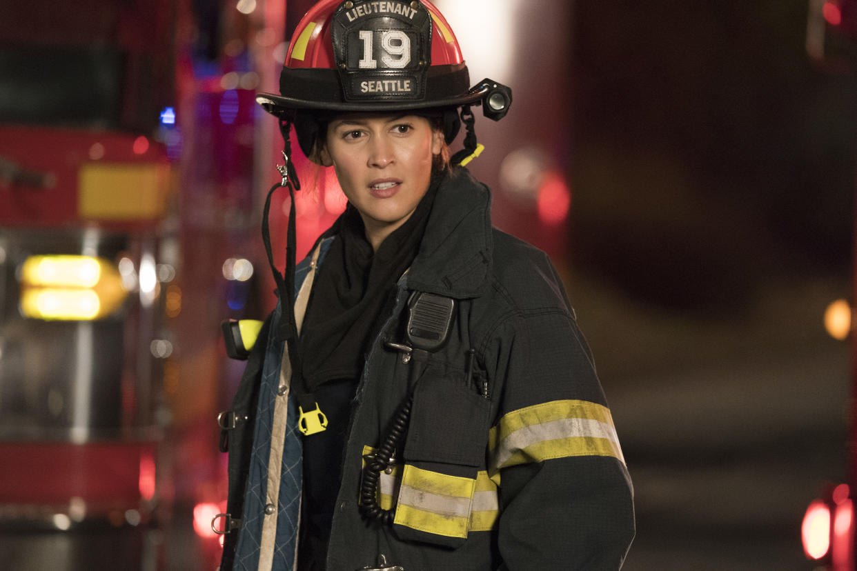 Jaina Lee Ortiz as firefighter Andy Herrera in <em>Station 19.</em> (Photo: Mitch Haaseth/ABC)