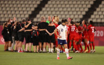 <p>KASHIMA, JAPAN - AUGUST 02: Carli Lloyd #10 of Team United States looks dejected following defeat in the Women's Semi-Final match between USA and Canada on day ten of the Tokyo Olympic Games at Kashima Stadium on August 02, 2021 in Kashima, Ibaraki, Japan. (Photo by Francois Nel/Getty Images)</p> 