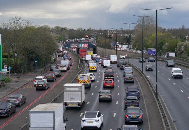 Traffic on the A40 near Perivale junction, as the getaway begins for the Easter weekend