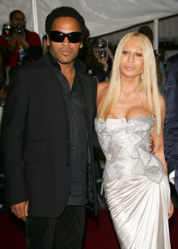 <p>When Lenny met Donatella: Lenny Kravitz and Donatella Versace at the 2006 "Anglomania" Met Gala. </p>