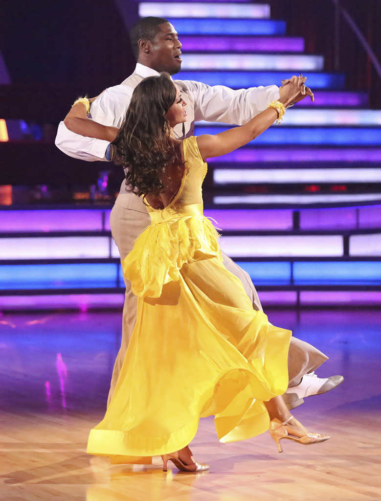 Karina Smirnoff and Jacoby Jones perform on "Dancing With the Stars."