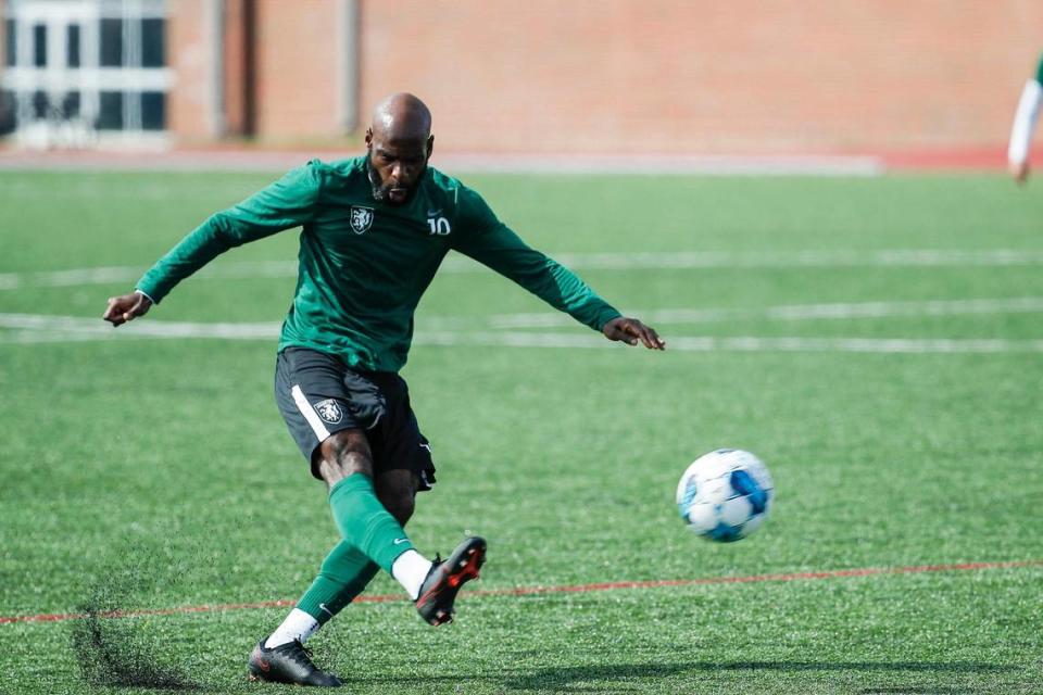 Lexington Sporting Club’s Don Smart plays in a scrimmage at Pat Deacon Stadium in Lexington on Feb. 26. Smart scored LSC’s first goal at the professional level on Saturday at One Knoxville SC.