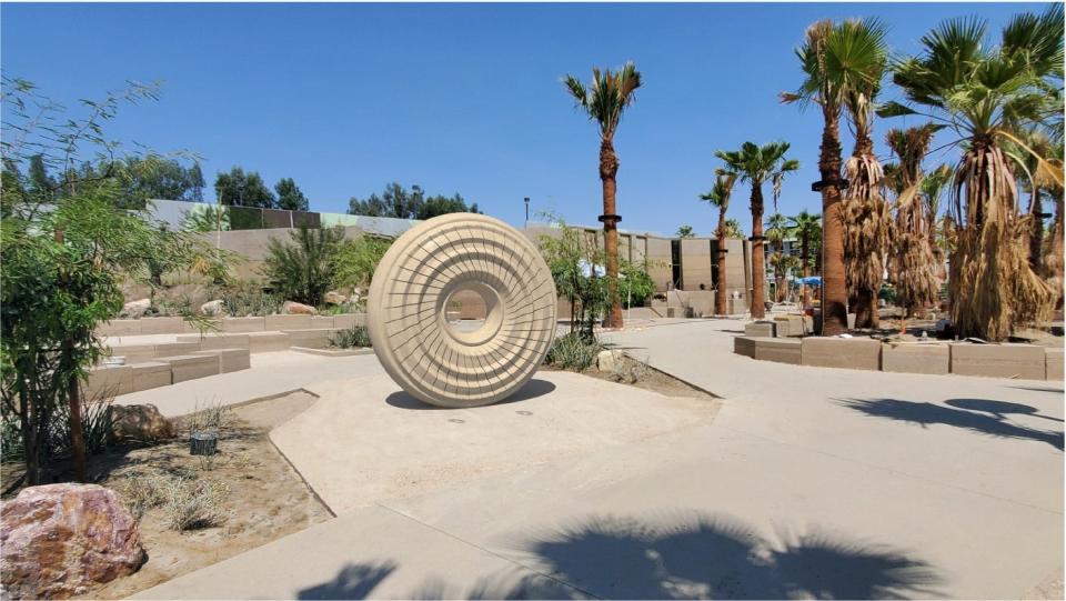 A 3D rendering of the Palm Springs AIDS Memorial Sculpture that will be installed in the city's downtown park.