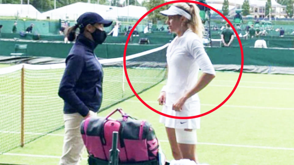 Indy de Vroome, pictured here being told by the tournament supervisor that her hat wasn't white enough.