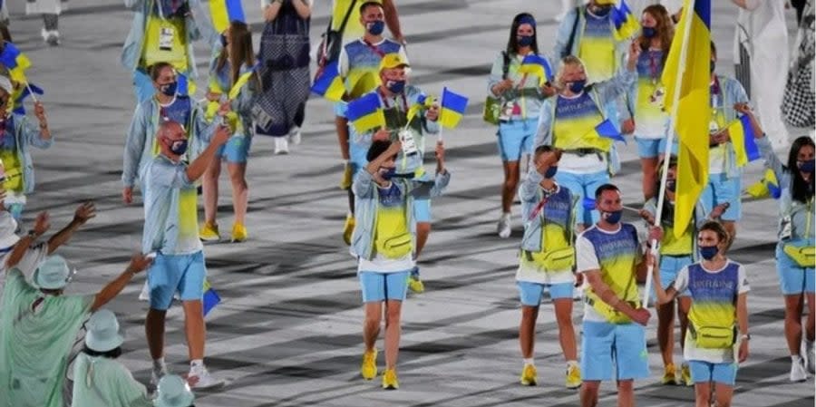 Ukrainian athletes at the opening of the 2020 Olympics