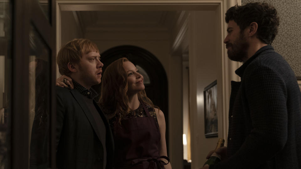 Rupert Grint, Lauren Ambrose and Toby Kebbell in 'Servant'. (Credit: Apple)