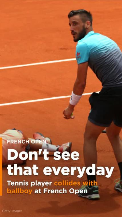 Tennis turns into contact sport as player collides with ballboy at French Open
