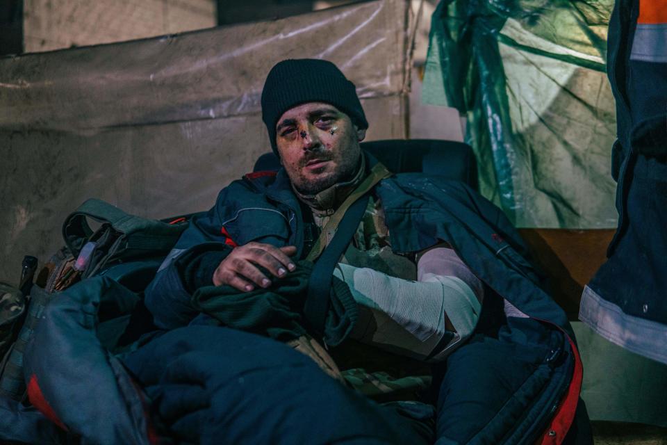 This photo released on May 10, 2022 by the Azov regiment shows an injured Ukrainian serviceman inside the Azovstal iron and steel works factory in eastern Mariupol, Ukraine, amid the Russian invasion. (Photo by Dmytro 'Orest' Kozatskyi / various sources / AFP) (Photo by DMYTRO 'OREST' KOZATSKYI/Azov Special Forces Regiment of /AFP via Getty Images)