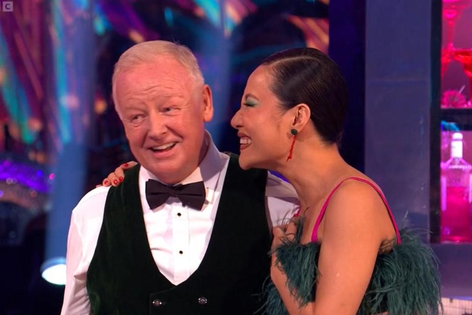 Les Dennis and an injured Nancy Xu on ‘Strictly' (BBC)