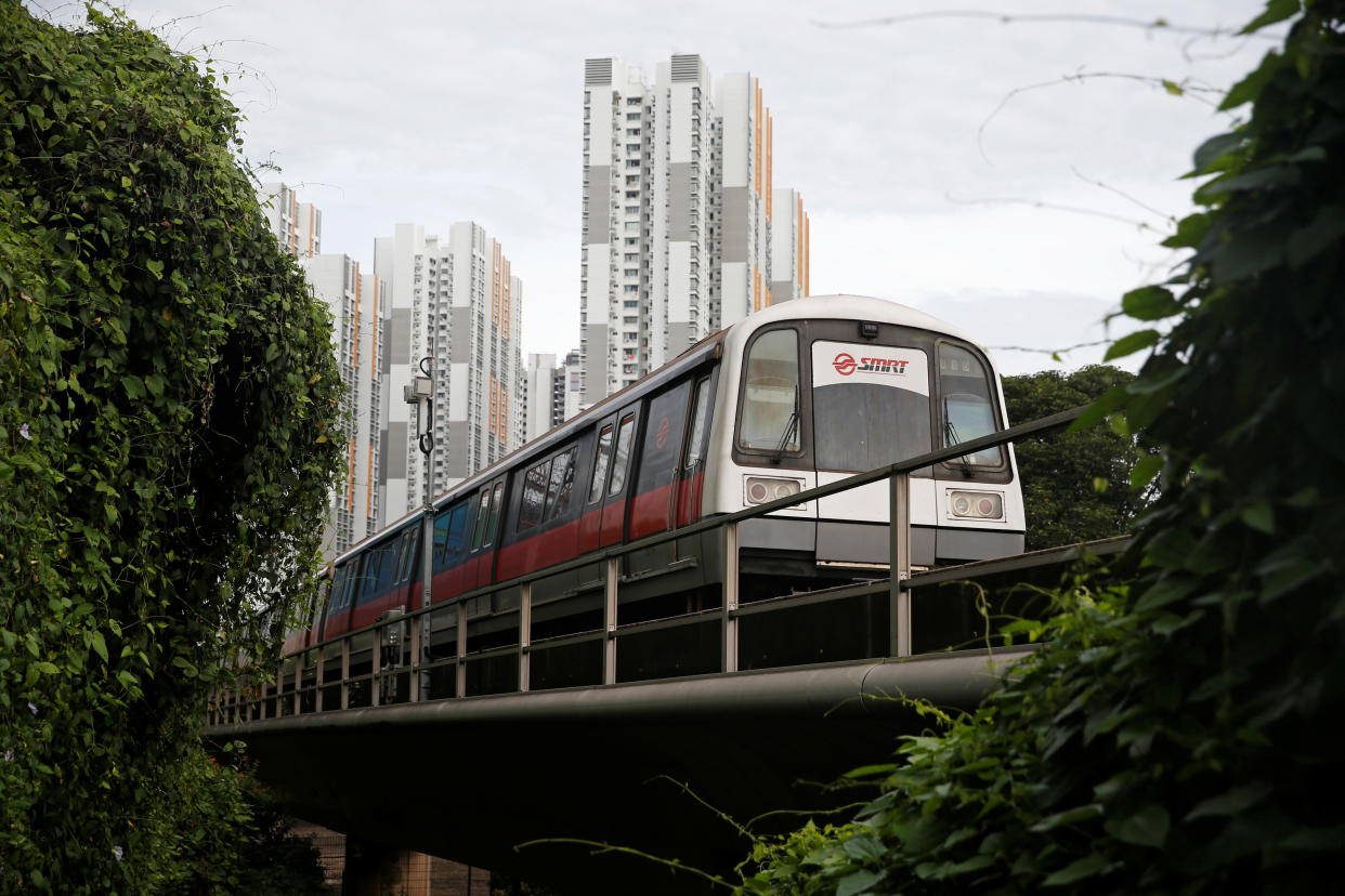An SMRT train leaves a station in Singapore July 19, 2016. REUTERS/Edgar Su
