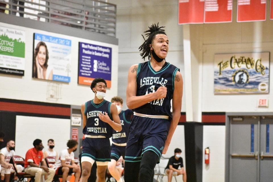 De'Ante Green (13) had 18 points in Asheville Christian Academy's 74-68 win over Gaston Christian School in the NCISAA 3-A state championship game on Saturday.