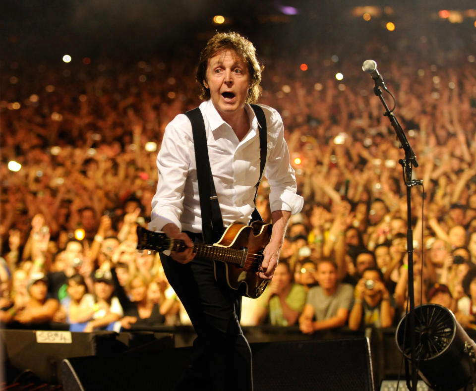 Paul McCartney performs at the Coachella Music and Arts Festival at the Empire Polo Field on April 17, 2009 in Palm Desert, California.&nbsp;