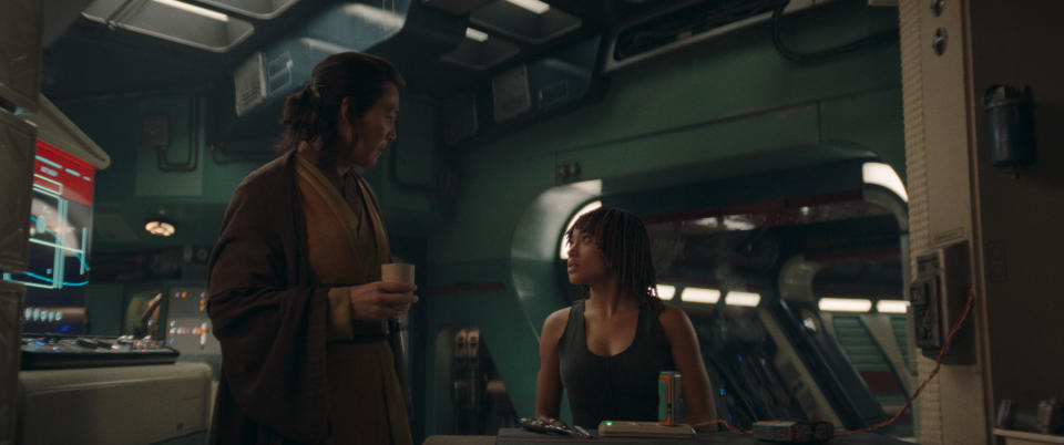 (L-R): Master Sol (Lee Jung-jae) and Osha (Amandla Stenberg) in Lucasfilm's THE ACOLYTE, season one, exclusively on Disney+ (Lucasfilm Ltd.)