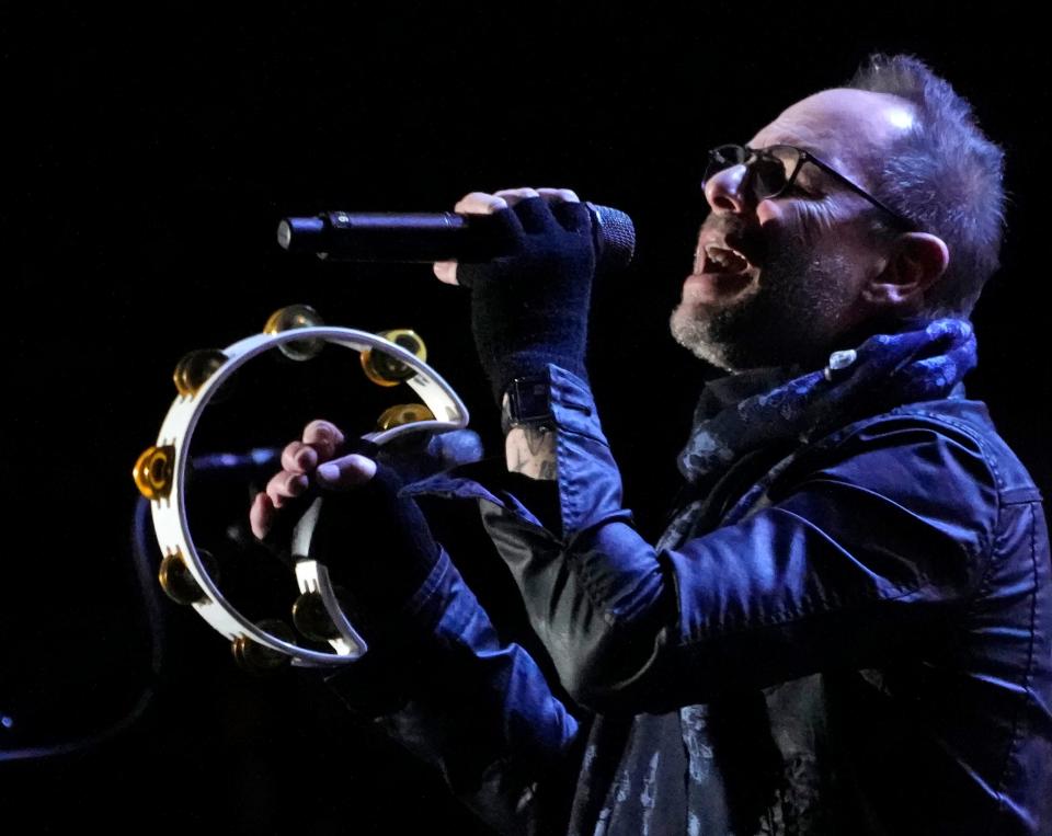 Gin Blossoms vocalist Robin Wilson performs at Margaret T. Hance Park for the Super Bowl Experience in Phoenix.