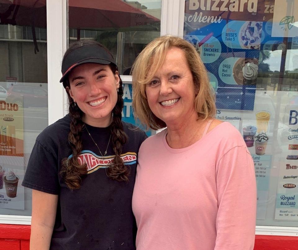 Hayley Nelipowitz, left, has worked at Merritt Island Dairy Queen for six years. She said owner Deb Gentile, right, treats her like family.