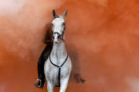 <p>A member of the cavalry in Scheveningen, Netherlands, Sept. 18, 2017. (Photo: Toussaint Kluiters/Reuters) </p>