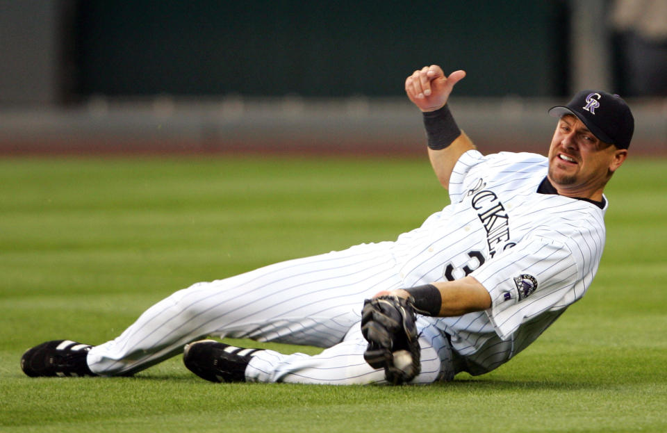 Larry Walker is trying to slide into the Hall of Fame this year or next. (Photo by Jon Soohoo/Getty Images)