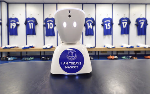 Jack McLinden's AV1 unit - Young Everton supporter makes history as Jack McLinden becomes world's first virtual matchday mascot - Credit: Getty Images