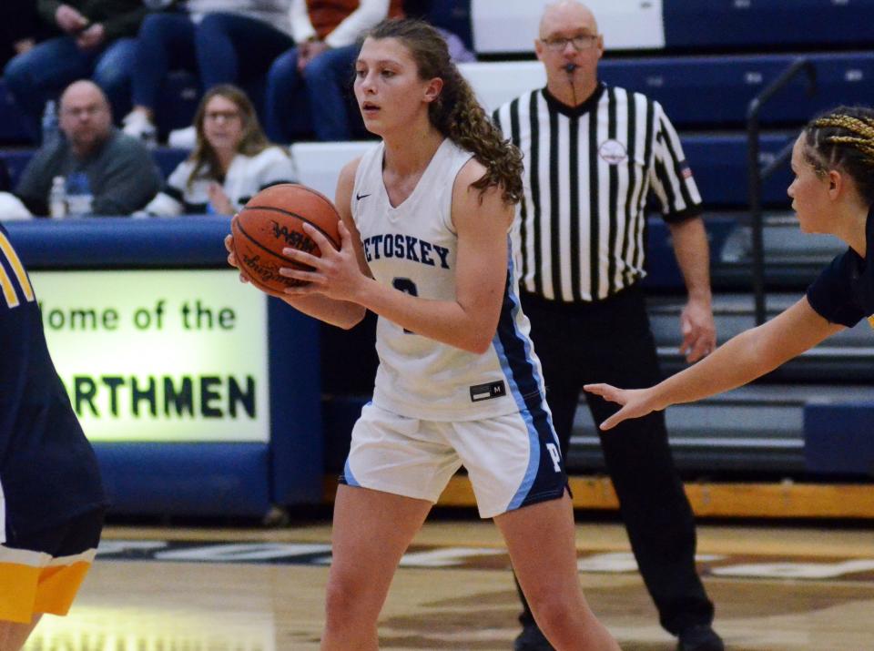 Caitlyn Matelski showed up in a big way for the Petoskey girls Tuesday night on the road, coming through with a 16-point, 12-rebound double-double.
