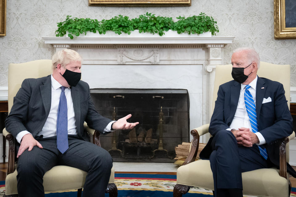 Prime Minister Boris Johnson meets US President Joe Biden in the Oval Office of the White House, Washington DC, during his visit to the United States for the United Nations General Assembly. Picture date: Tuesday September 21, 2021.