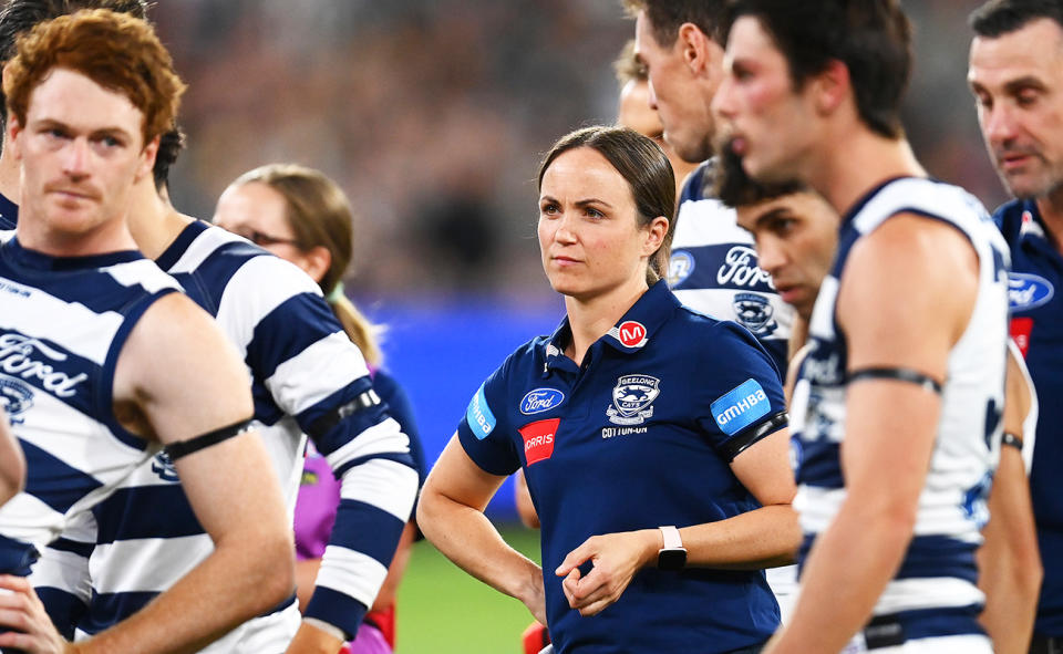 Daisy Pearce, pictured here during Geelong's clash with Collingwood.