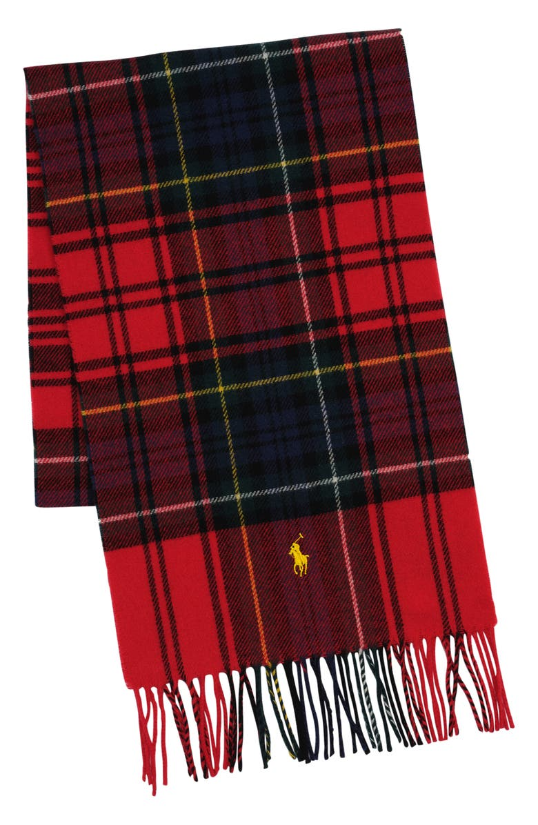 Ralph Lauren Polo Plaid Recycled Wool Blend Scarf