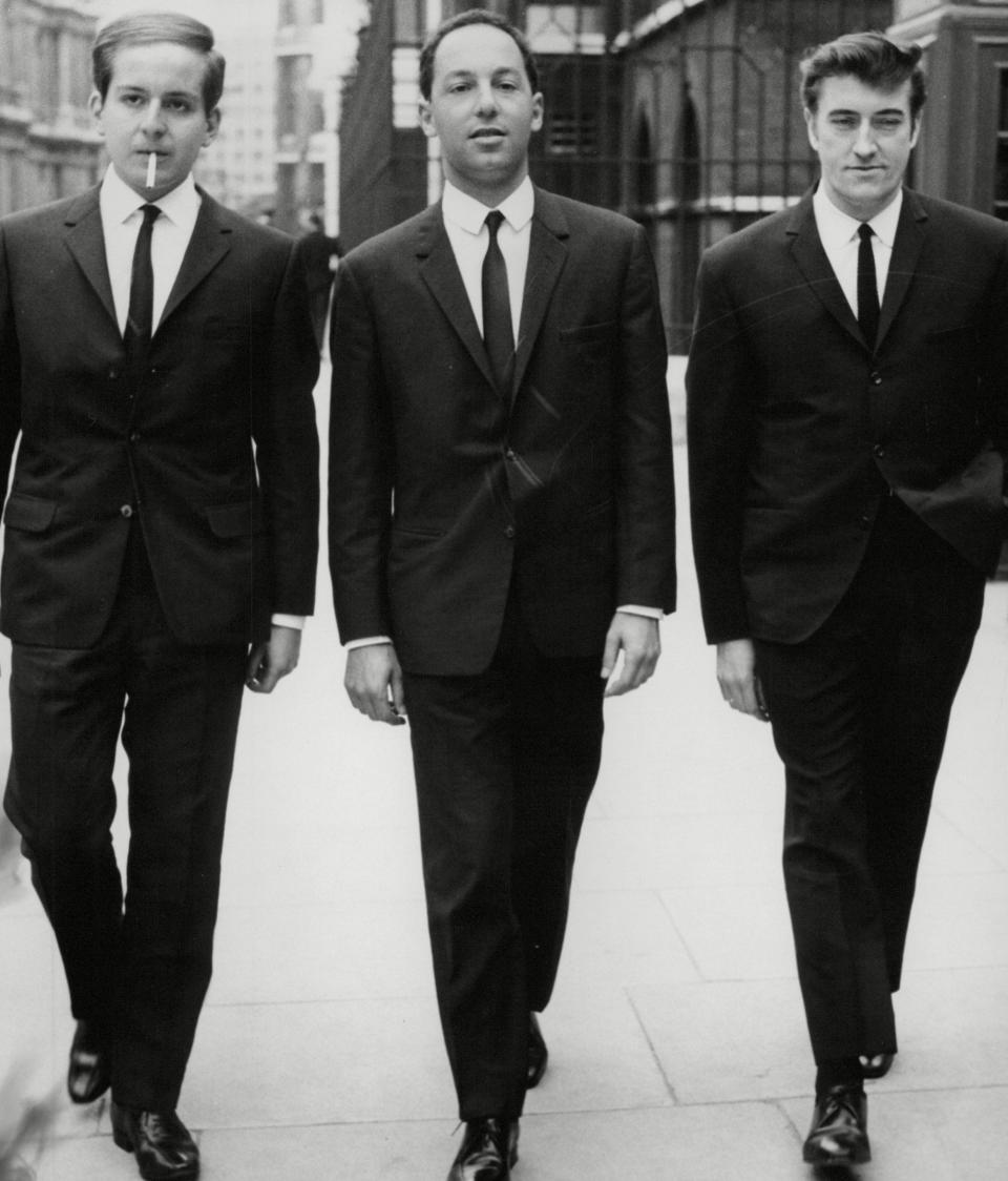 Blaikley, left, with Ken Howard and Joe Meek outside the High Court in 1965 during a copyright case over the authorship of Have I the Right? The songwriting duo were adjudged to have written the Honeycombs hit - Len Cassingham/ANL/Shutterstock