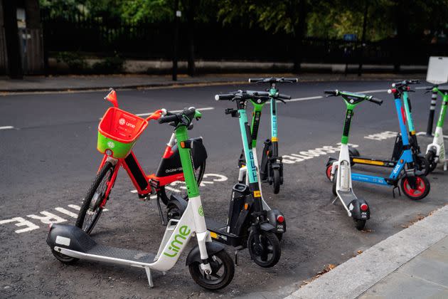 Lime, Tier,  Dott Electric Scooters For Rent -17/10/2021 New Change Street, London | United Kingdom (Photo: ilkersener via Getty Images)