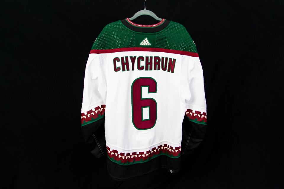 The Coyotes have brought back the road white Kachina jerseys as part of their rebranding, and will wear them in the home opener on Oct. 18.