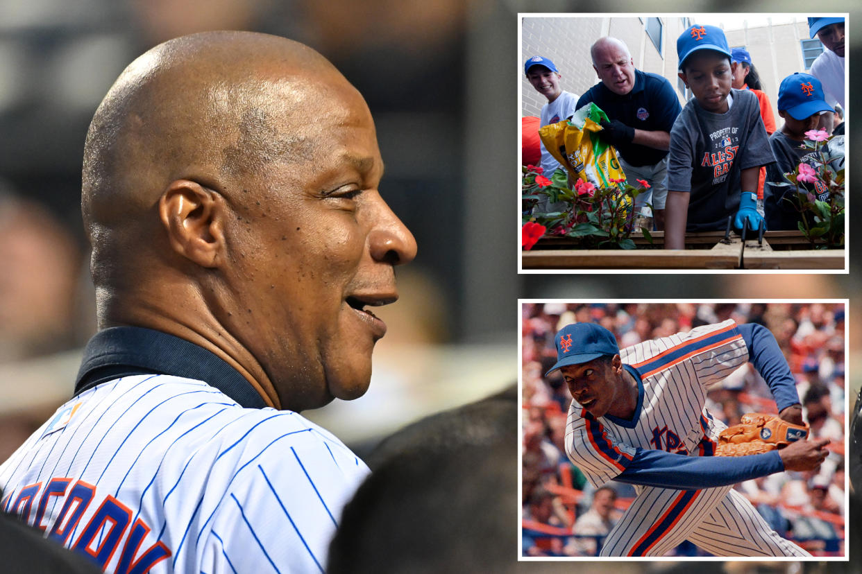 A composite photo of Darryl Strawberry, Barry Lyons and Dwight Gooden.