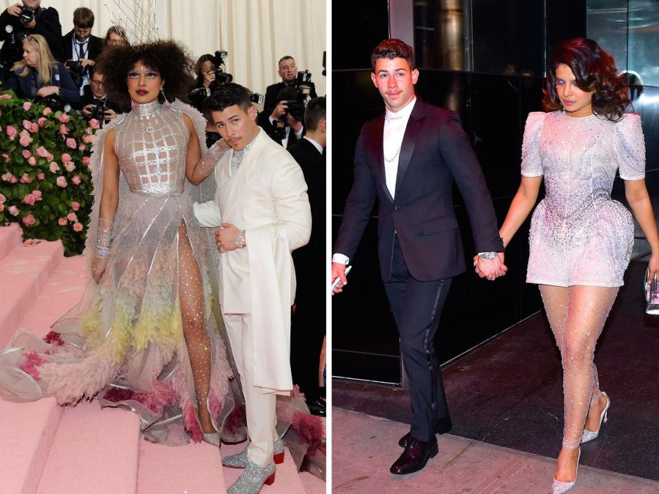 Priyanka Chopra and Nick Jonas at the Met Gala and an after-party.