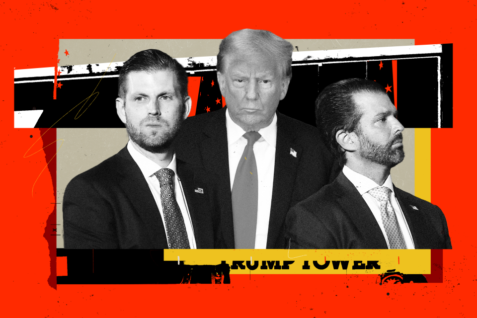 Photo illustration of Eric Trump, Donald Trump and Don Trump Jr.