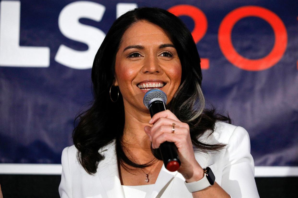 Democratic presidential candidate U.S. Representative Tulsi Gabbard (D-HI) holds a Town Hall meeting on Super Tuesday Primary night on March 3, 2020 in Detroit, Michigan. Gabbard, the first Samoan American and first Hindu elected to Congress, is one of two women left in the Democratic Primary, the other being Senator Elizabeth Warren.