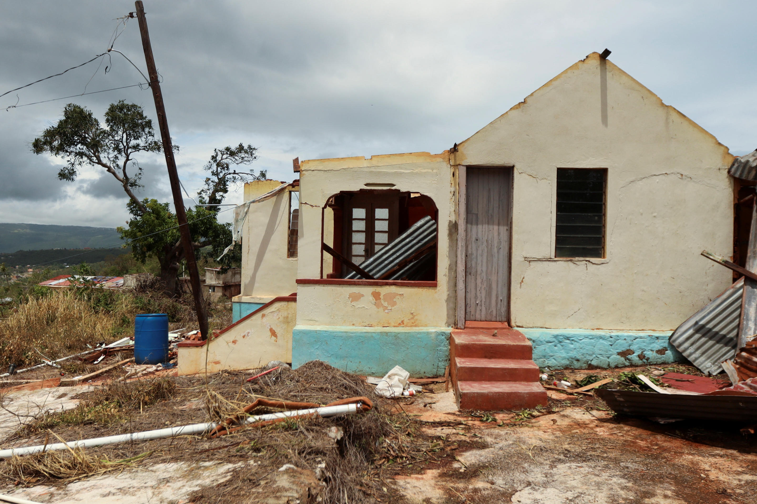 Debris and the remnants of a damaged house in the aftermath of Hurricane Beryl, in St. Elizabeth Parish, Jamaica.