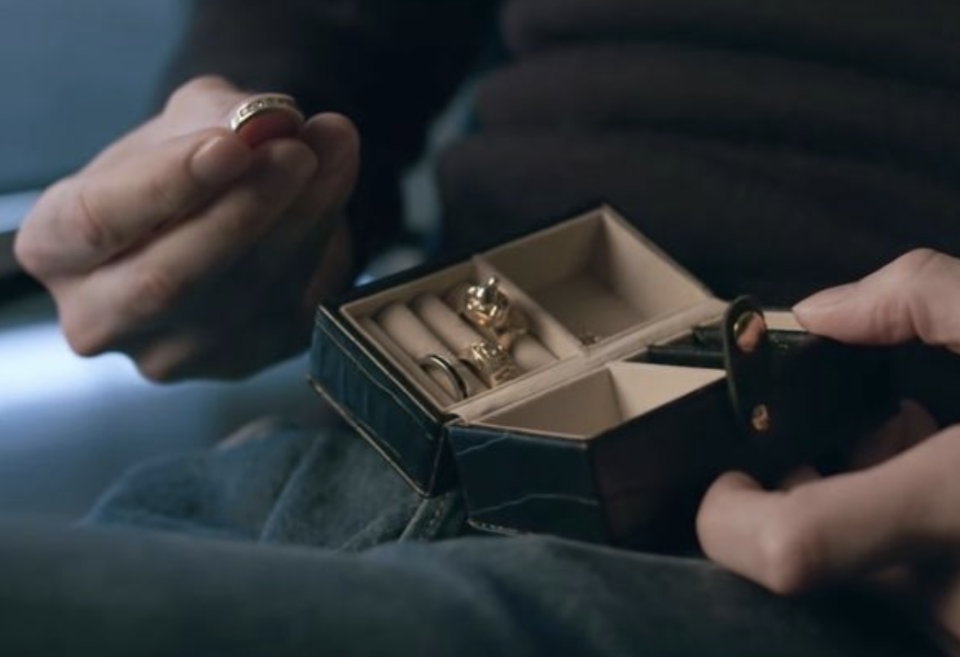 The ring Safechuck claims Jackson gave him in a mock wedding ceremony. Source: HBO/Leaving Neverland