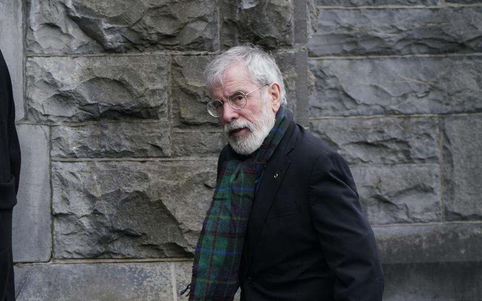 Gerry Adams arrives for Shane MacGowan's funeral at Our Lady of Rosanna Church Ormond Fair